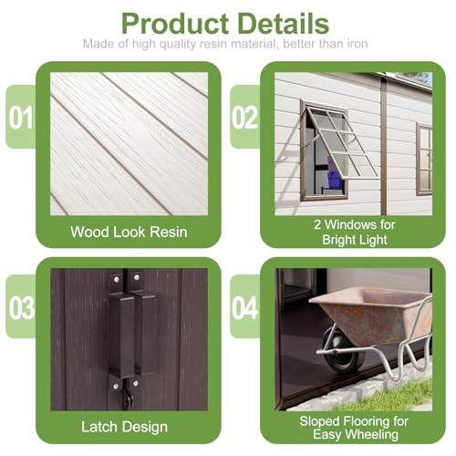 8x8 FT Large Resin Outdoor Storage Shed