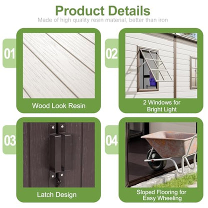 8x8 FT Large Resin Outdoor Storage Shed