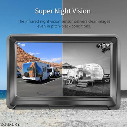 Wireless Backup Camera Solar Magnetic for RV Car Trailer Truck Camper 5th Wheels Hitch Towing No Wiring No Drilling Rechargeable Night Vision Portable Backup Camera with 5" 1080P HD 2