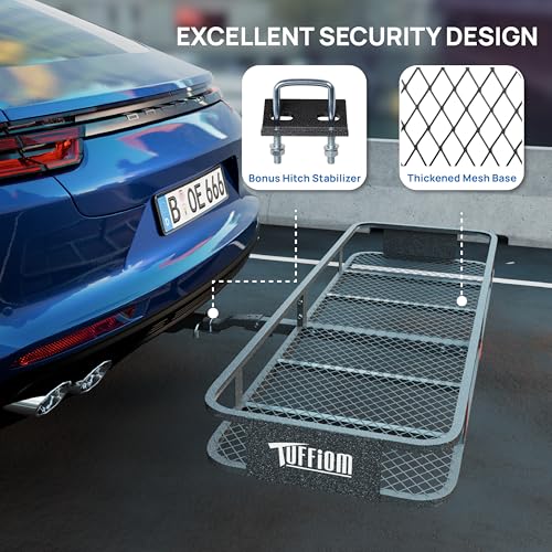60''X 20''X6'' Folding Hitch Mount Cargo Carrier Basket with Stablizer