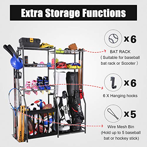 Sports Equipment Organizer for Garage with Golf Bag Storage
