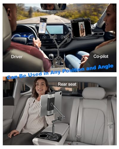 Heighten Tablet Cup Holder Mount [Super Durable] Heavy Duty Metal Cup Holder Tablet Mount for Car