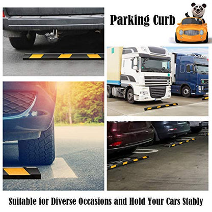 72" Rubber Parking Curb with Yellow Reflective Stripes