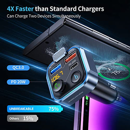 Bluetooth 5.3 FM Transmitter for Car Radio Adapter Charger