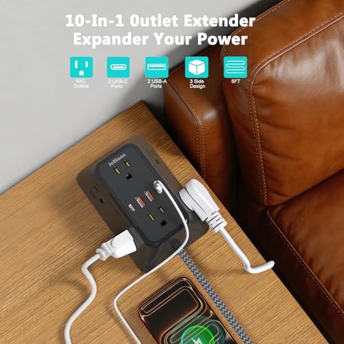 Surge Protector Power Strip with 6 Widely AC Outlets 4 USB Ports