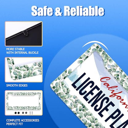 Green Leaf License Plate Frame Stainless Steel Car Accessory 6x12 Inch