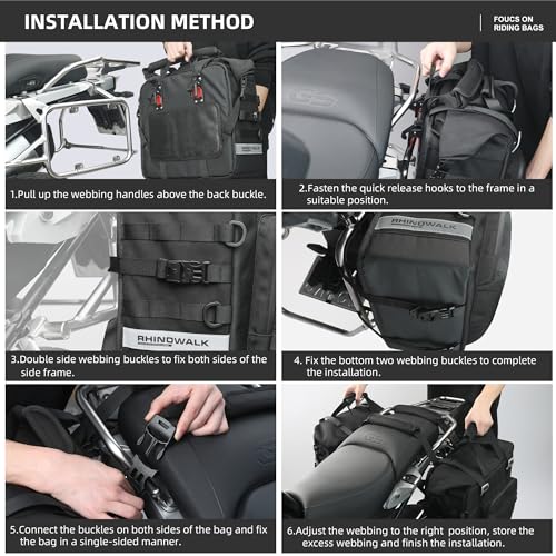 Motorcycle Saddlebags Waterproof 25L Saddle Bag Quick Release side bag Fits Most Adventure and Sports Bike Motorcycle Racks
