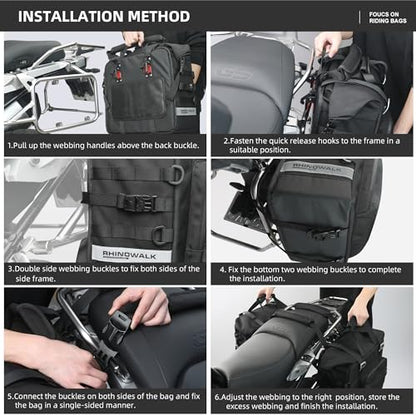 Motorcycle Saddlebags Waterproof 25L Saddle Bag Quick Release side bag Fits Most Adventure and Sports Bike Motorcycle Racks