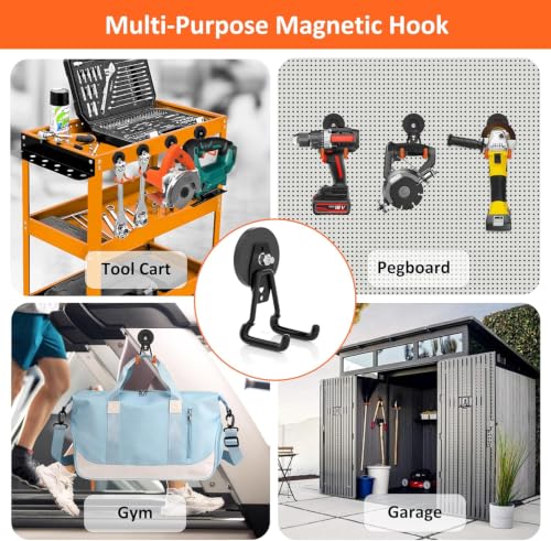 Strong Magnetic Hooks Heavy Duty Upgraded Large Magnetic Garage Hook (3 Count)