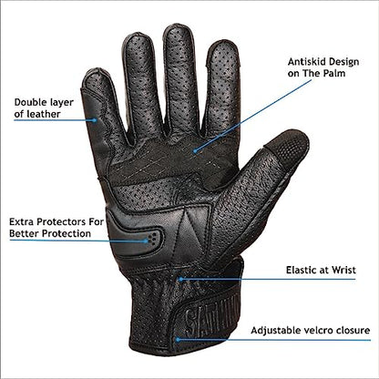 Leather Motorcycle Gloves for Men and Women