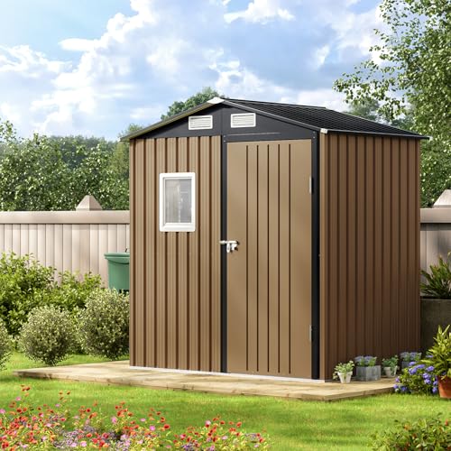 6X4FT Outdoor Steel Storage Shed with Lockable Doors