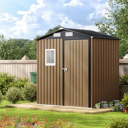 6X4FT Outdoor Steel Storage Shed with Lockable Doors
