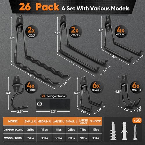 26 Pack Heavy Duty Garage Hooks