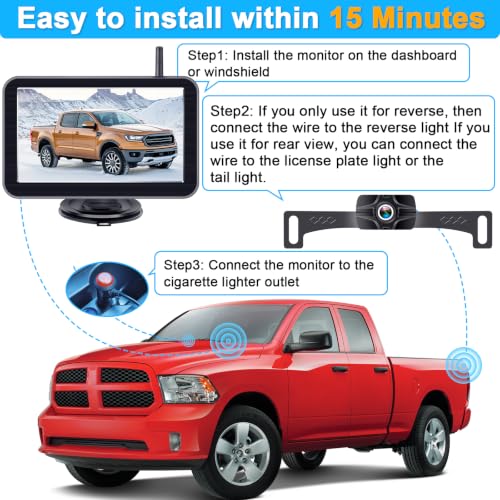 HD 1080P 7 Inch Wireless Backup Camera for Truck