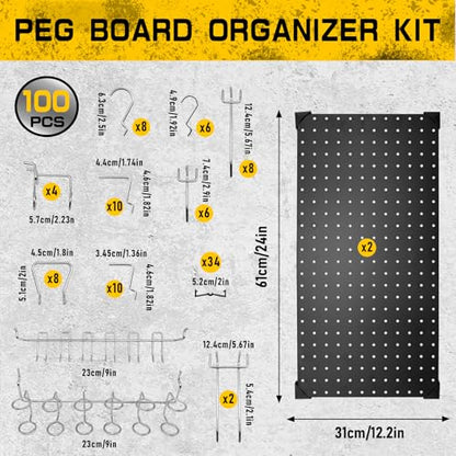 100PCS Pegboard Accessories Organizer Kit