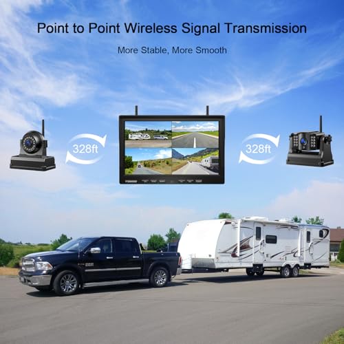 1080P 10" Magnetic Wireless Backup Camera 10" HD Split Screen Monitor