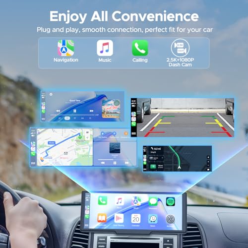 9.26'' Carplay Screen with 2.5K Dash Cam and 1080P Backup Camera