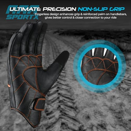 Motorcycle Gloves Men's Leather Motorbike Gloves Touchscreen Function