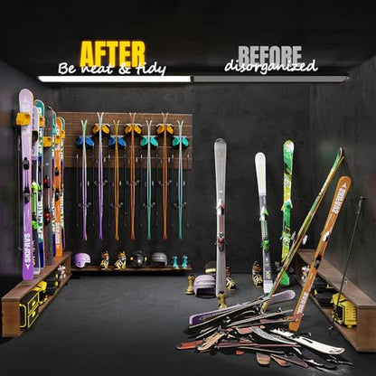 Ski & Snowboard Wall Rack for Garage Wall Fits Any Ski
