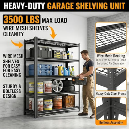 72''H Garage Shelving 3500LBS Capacity Heavy Duty Storage Shelves