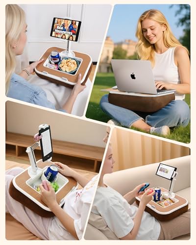 2-in-1 Laptop & Tablet Lap Desk with Cushion for Car Bed Sofa