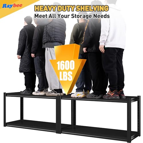 40" W Garage Shelving Heavy Duty Storage Shelves 56.9" H Metal Shelving Heavy Duty Load 1600LBS Adjustable Metal Shelves for Storage for Pantry Kitchen 40" W x 19.1" D x 56.9" H 3 Pack (3 Count)