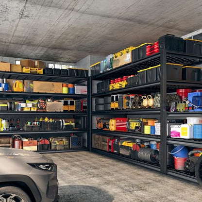 60" W Garage Shelving Heavy Duty Metal Shelving 3000LBS Storage Shelves Adjustable Metal Shelves for Industrial 5 Tier Garage Shelves for Basement Pantry Warehouse 60" W x 24" D x 72" H 2 Pack (2 Count)