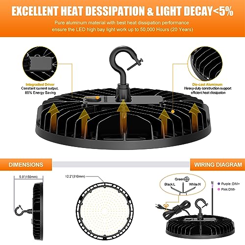 10 Pack LED High Bay Light 240W 200W 150W Adjustable