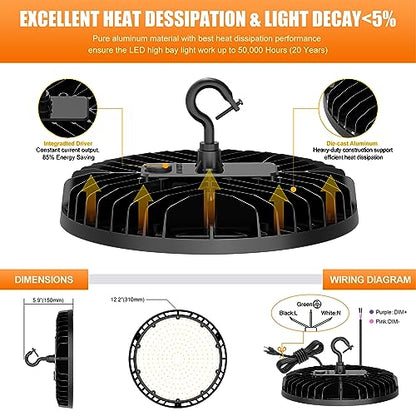 10 Pack LED High Bay Light 240W 200W 150W Adjustable