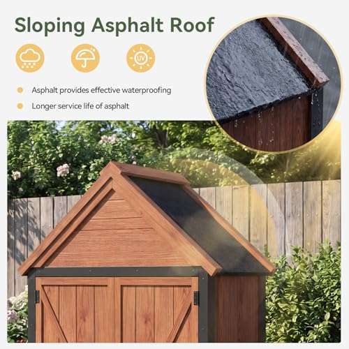 Solid Wood Outdoor Cabinet 2.3'x1.3' with Asphalt Roof & Floor