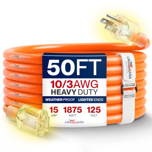 50ft Outdoor Indoor Extension Cord 10