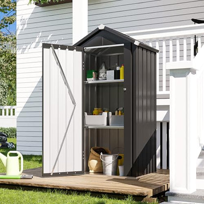 Vertical Outdoor Storage Cabinet 2.5’x2’ with Floor & Shelves Black