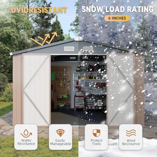 10x8FT Shed with Floor Galvanized Steel Outdoor Storage Shed