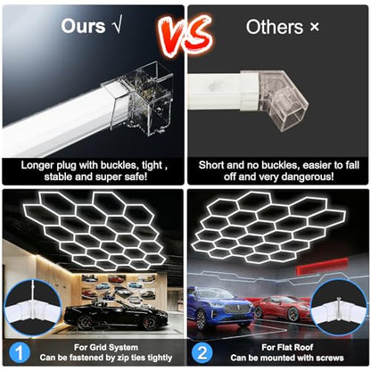 22 Grid Hexagon LED Garage Lights (83 Count)