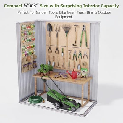 5x3 FT Outdoor Storage Shed with Sloping Roof