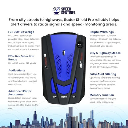Speed Sentinel Radar Detector 360° Police Radar Detectors for Cars