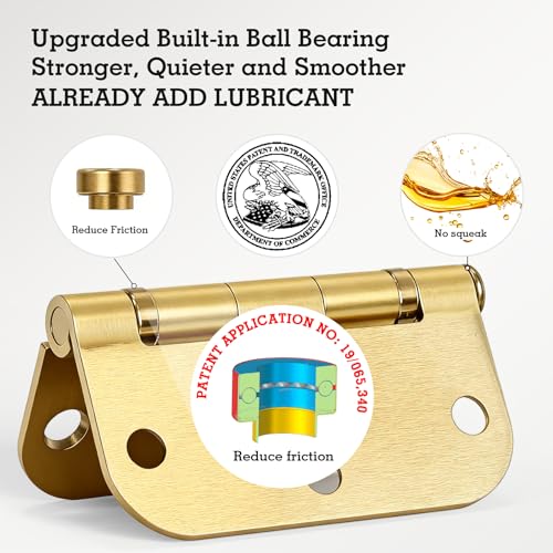 Rounded Door Hinges Brushed Brass 3.5 Inch 5 (18 Count)