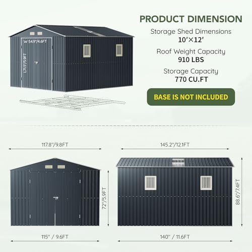 10 x 12 FT Metal Storage Shed for Backyard Nightblue