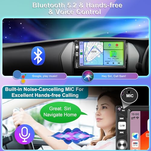 7 Inch Double Din Car Stereo Wireless Apple CarPlay Android Auto Radio
