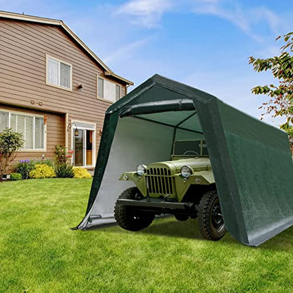 8 Ft x 14 Ft Outdoor Carport Patio Storage Shelter Metal Frame and Waterproof Ripstop Cover for Motorcycle and ATV Car
