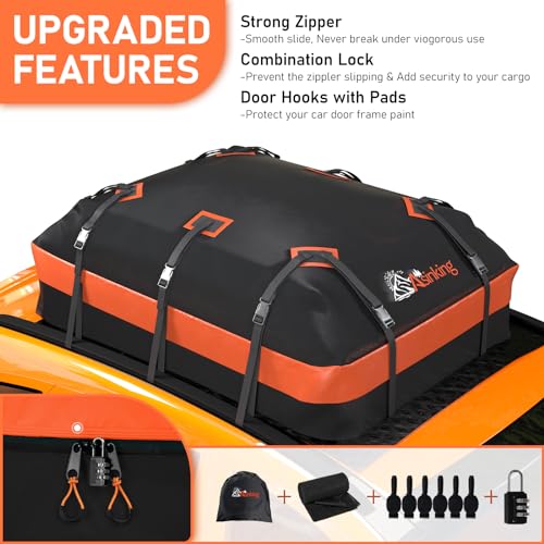 Car Roof Bag Rooftop top Cargo Carrier Bag 15 Cubic feet Waterproof for All Cars with