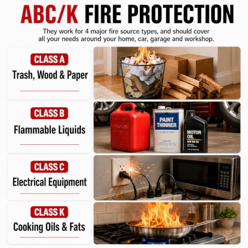 Small Fire Extinguisher for Home & Car (4 Count)