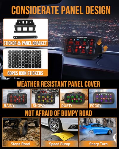 8 Gang Switch Panel RA80 Toggle Momentary Pulsed RGB Dimmabl