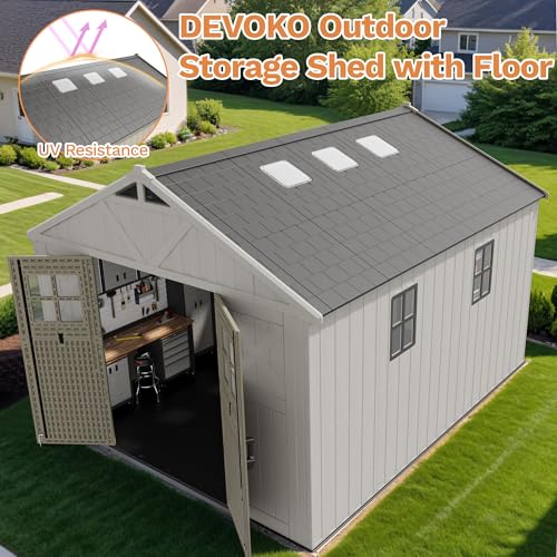 10x12 FT Resin Outdoor Storage Shed with Floor