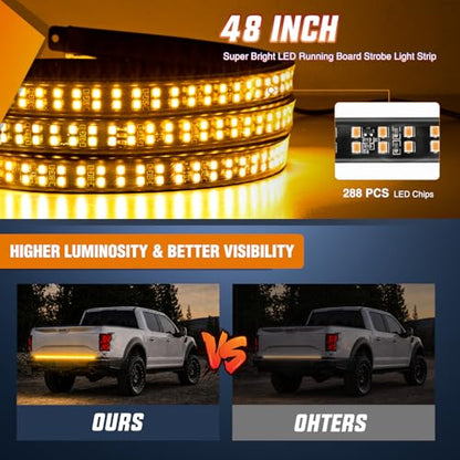 48 Inch 288 LED Tailgate Strobe Light Strip Amber