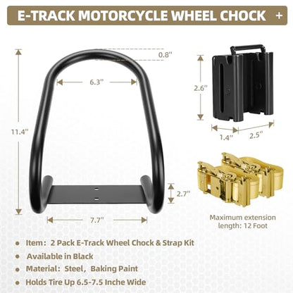 2 Pack E Track Wheel Chock & Strap Kit