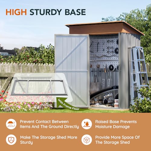 5x3FT Outdoor Storage Shed with Floor Frame