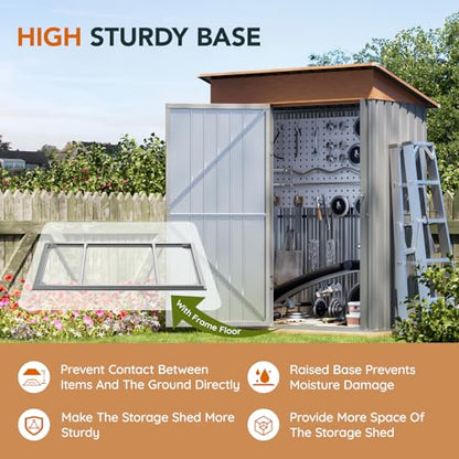 5x3FT Outdoor Storage Shed with Floor Frame