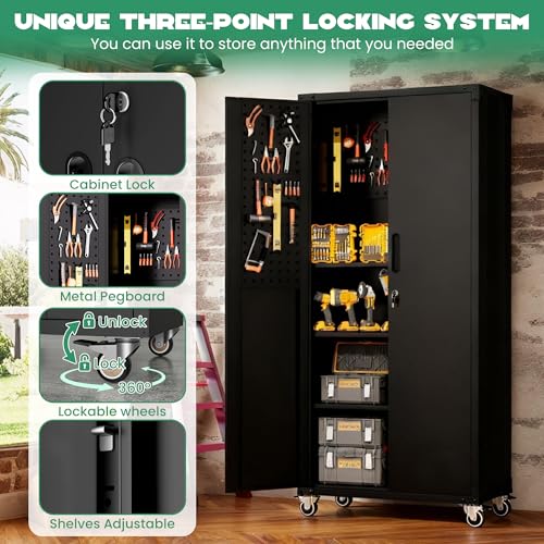 Rolling Tool Cabinet with Pegboard