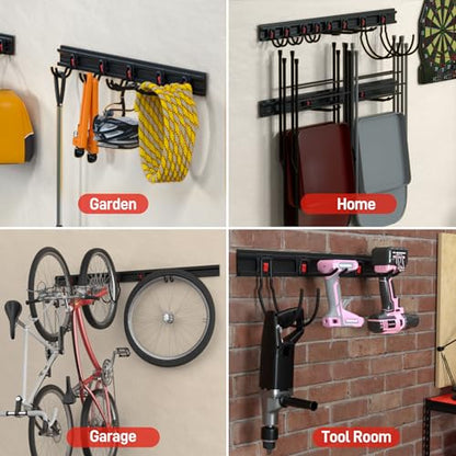 64" Garage Tool Organizer Wall Mount with 8 Adjustable Hooks